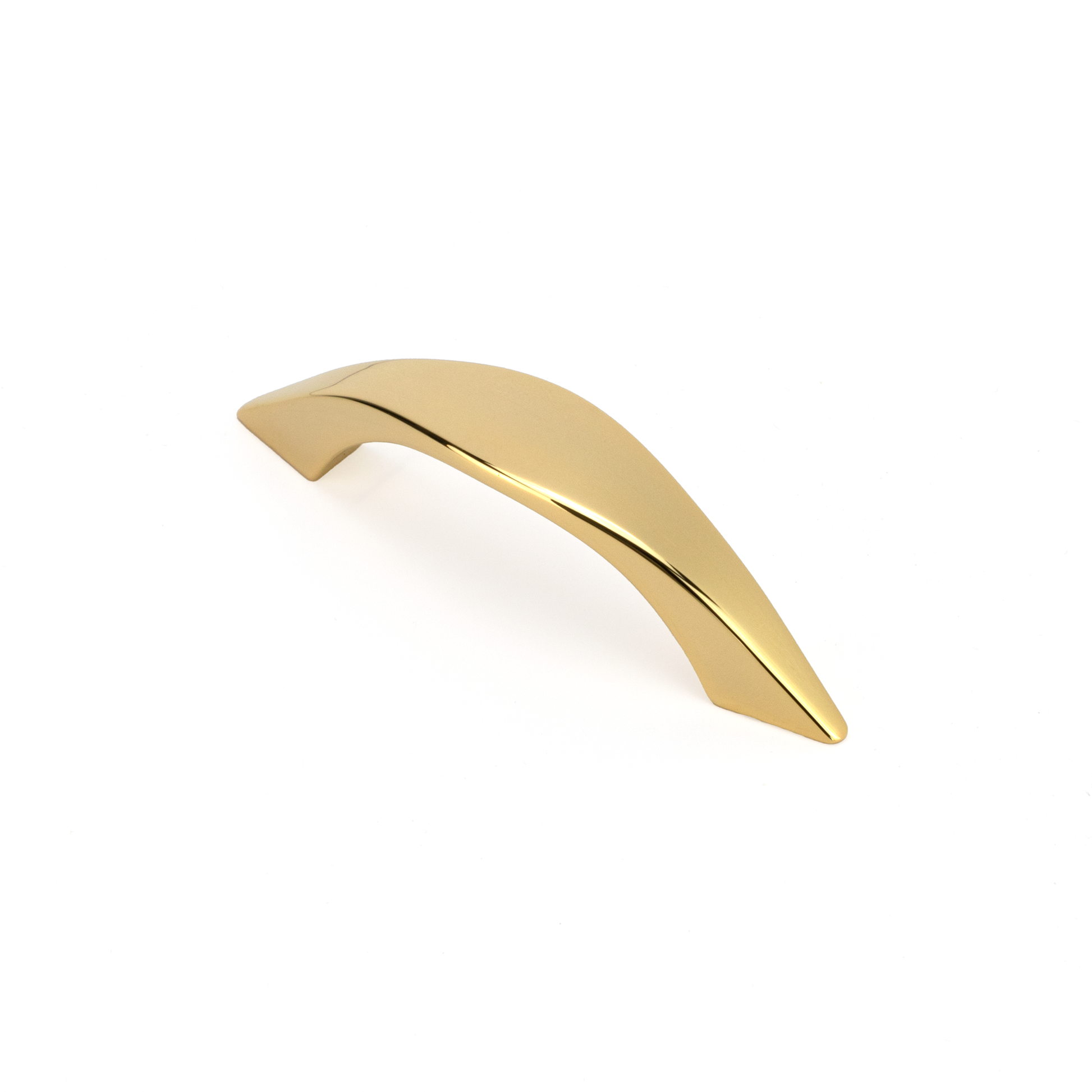 Bogengriff Mavira 64 mm in Gold glänzend seitlich auf weißem Hintergrund