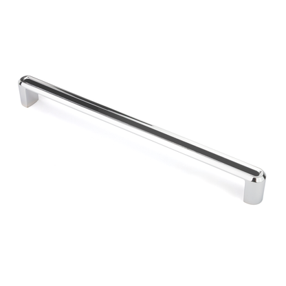 Buegelgriff Dencia 256 mm Chrom glaenzend mit Acryl schwarz stehend auf weissem Hintergrund