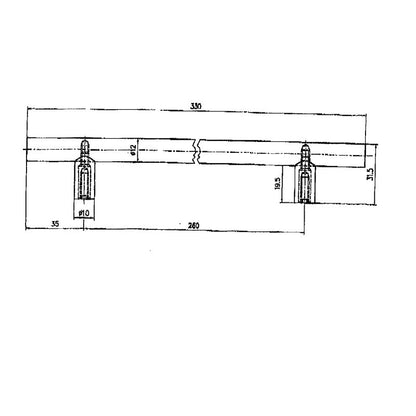 Technische Zeichnung Relinggriff Rosita 260 mm auf weißem Hintergrund