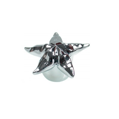 Design-Moebelknopf Asteria  Chrom glänzend galvanisiert stehend auf weissem Hintergrund