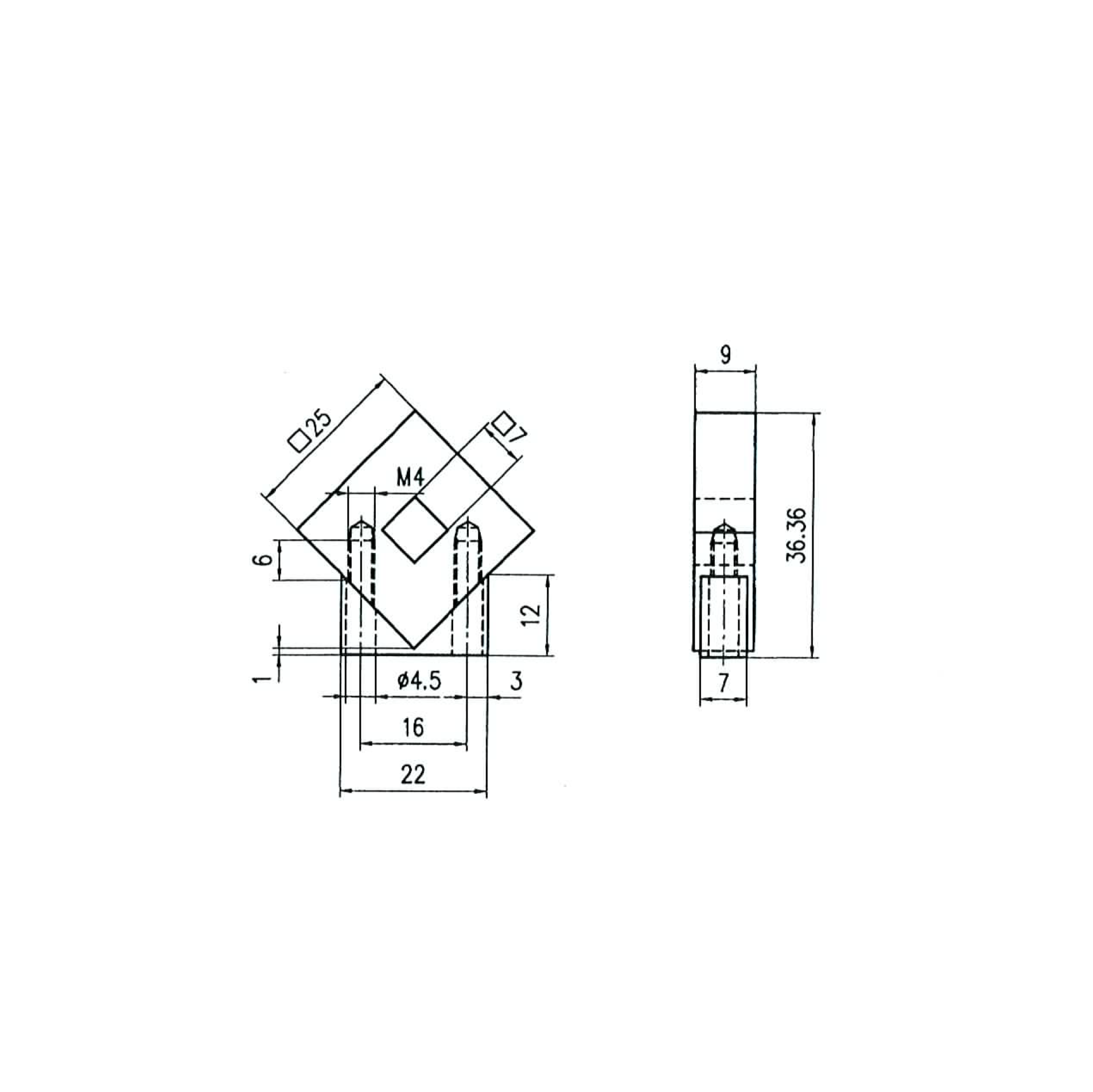 Technische Zeichnung Möbelknopf Cinzia auf weißem Hintergrund