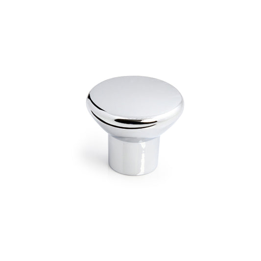 Möbelknopf Hekabe Chrom glänzend stehend auf weißem Hintergrund