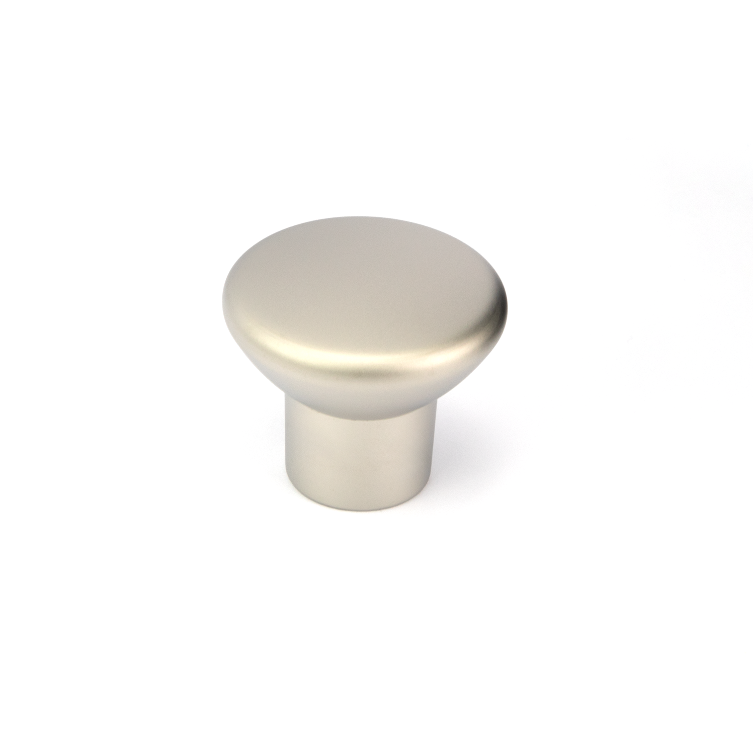 Möbelknopf Hekabe Nickel matt stehend auf weißem Hintergrund