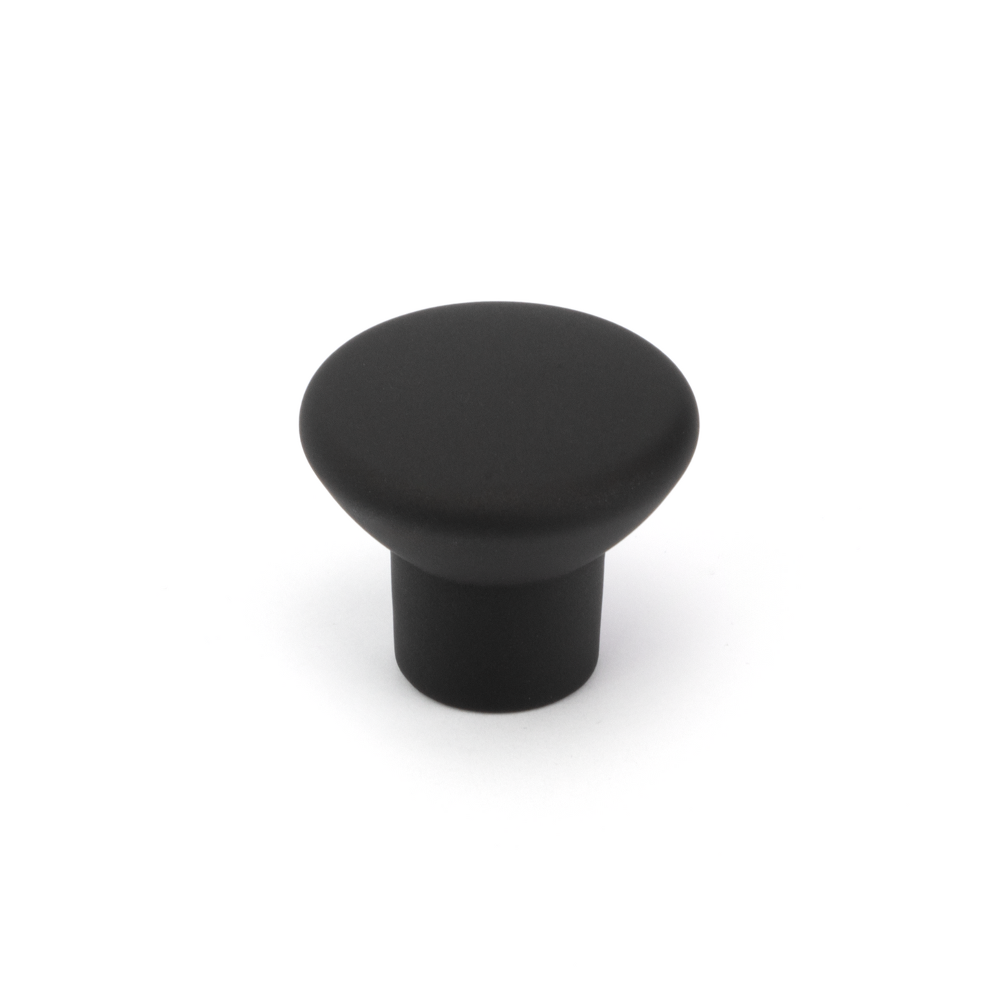 Möbelknopf Hekabe Schwarz matt lackiert stehend auf weißem Hintergrund