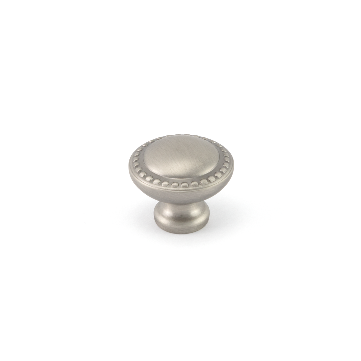 Möbelknopf Kane 30 mm Antik Silber galvanisiert stehend auf weißem Hintergrund