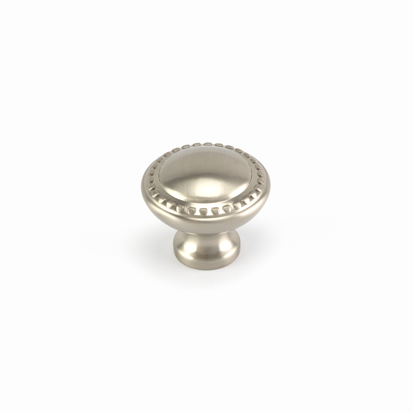 Moebelknopf Kane 35 mm Edelstahleffekt stehend auf weissem Hintergrund