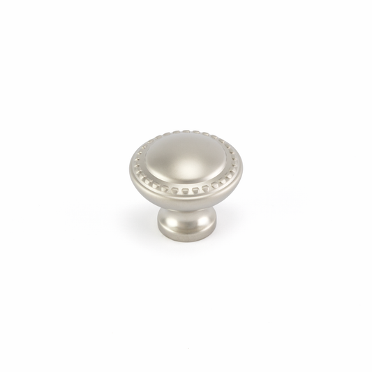 Moebelknopf Kane 35 mm Nickel matt galvanisiert stehend auf weissem Hintergrund