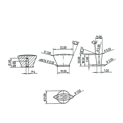 Technische Zeichnung Möbelknopf Nava auf weißem Hintergrund