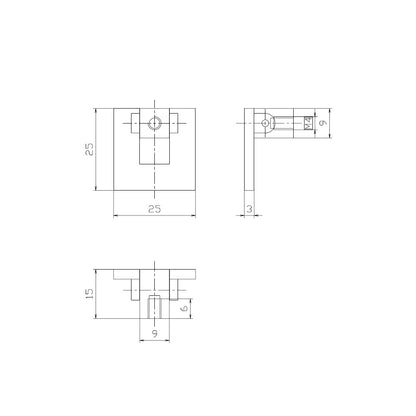 Technische Zeichnung Design-Möbelknopf Soley auf weißem Hintergrund
