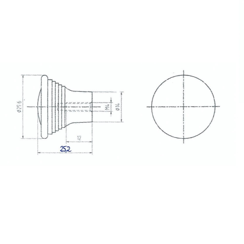 Technische Zeichnung Antik-Möbelknopf Violante auf weißem Hintergrund