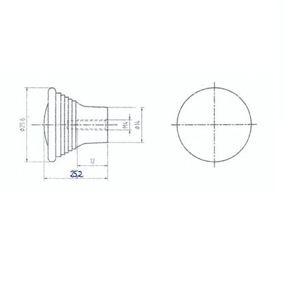 Technische Zeichnung Antik-Möbelknopf Violante auf weißem Hintergrund