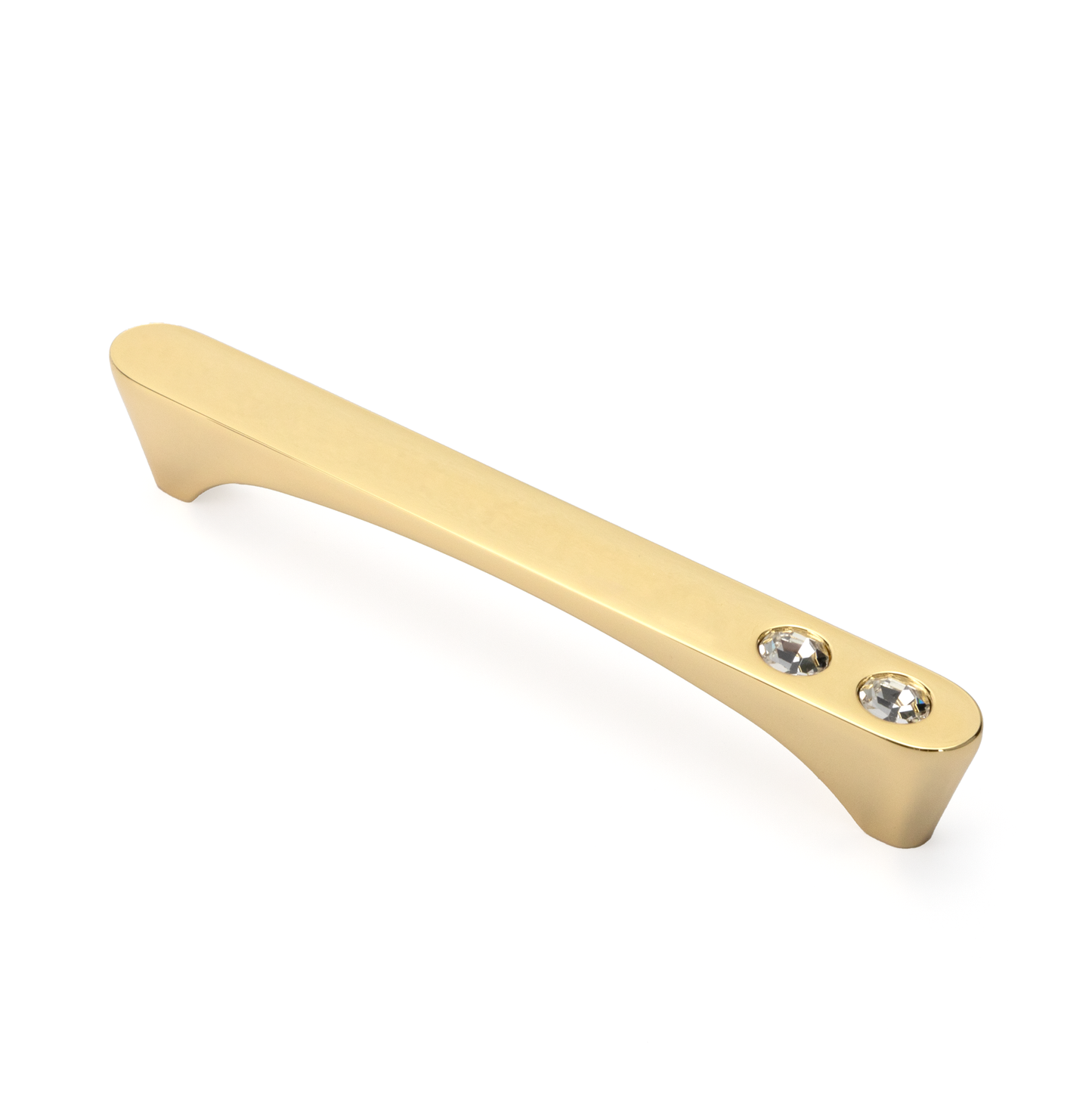 Kristall Buegelgriff Narcizia 128 mm Gold glaenzend mit zwei Kristallen