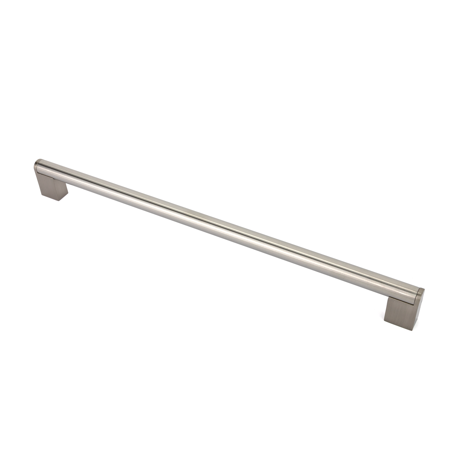 Relinggriff Nerida 320 mm in Edelstahleffekt seitlich stehend auf weißem Hintergrund
