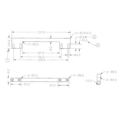 Technische Zeichnung Bügelgriff Nivaro 96/128 mm
