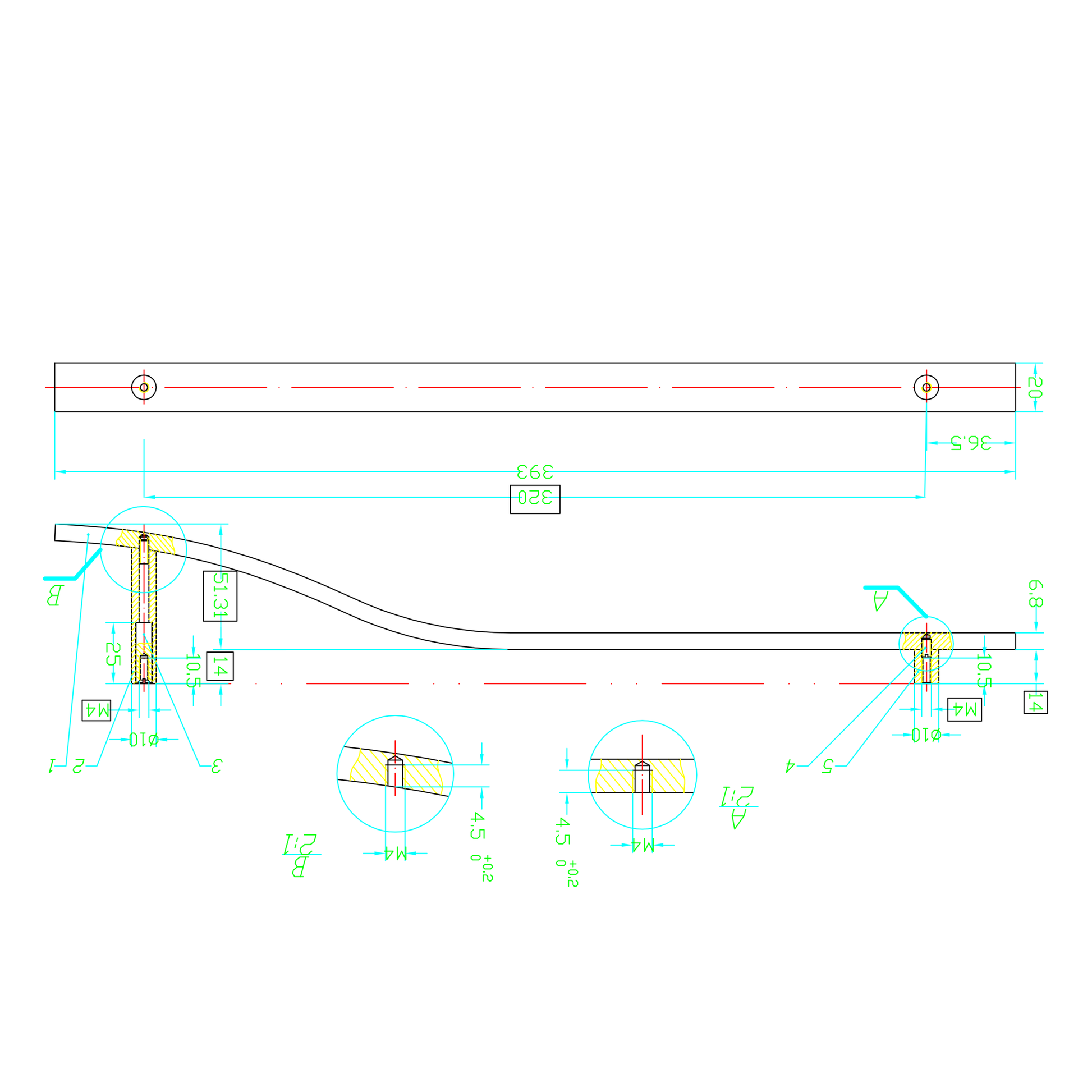 Technische Zeichnung Bügelgriff Nube 320 mm
