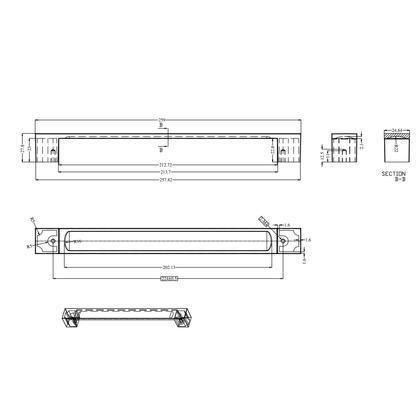 Technische Zeichnung Bügelgriff Pinja 224 mm

