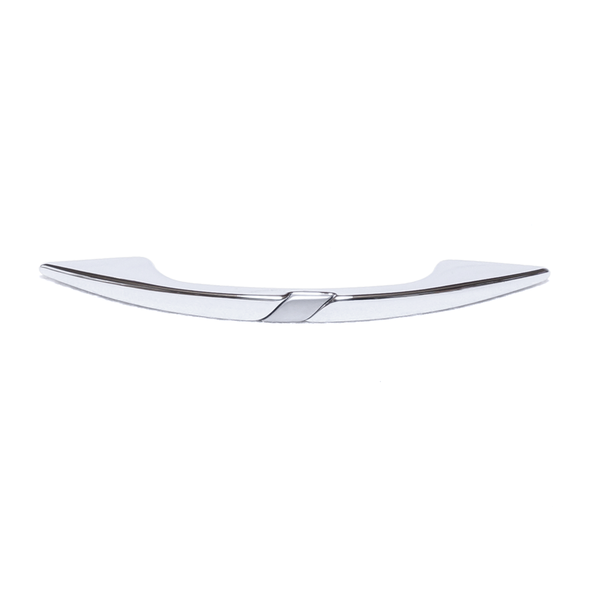 Design-Bogengriff Silena 64 mm in Chrom glänzend mit Chrom matt frontal liegend auf weißem Hintergrund