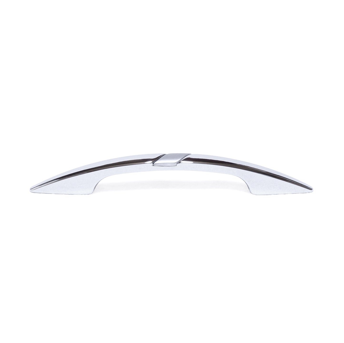 Design-Bogengriff Silena 64 mm in Chrom glänzend mit Chrom matt frontal auf weißem Hintergrund
