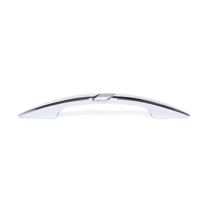 Design-Bogengriff Silena 64 mm in Chrom glänzend mit Chrom matt frontal auf weißem Hintergrund
