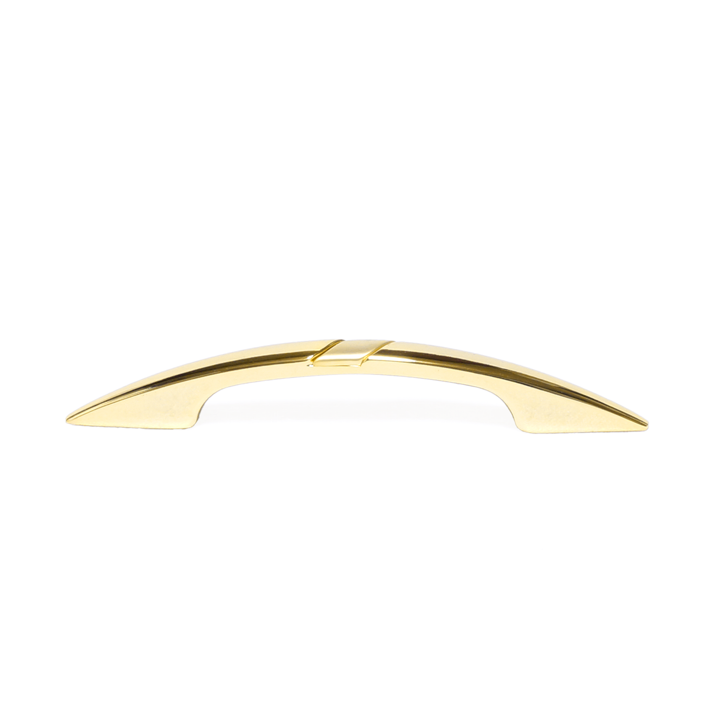 Design-Bogengriff Silena 64 mm in Gold glänzend mit Gold matt frontal auf weißem Hintergrund
