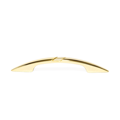 Design-Bogengriff Silena 64 mm in Gold glänzend mit Gold matt frontal auf weißem Hintergrund
