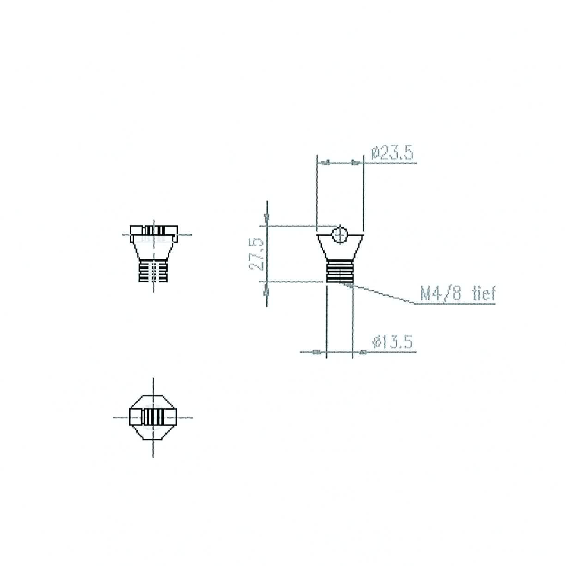 Technische Zeichnung Design-Möbelknopf Tavio
