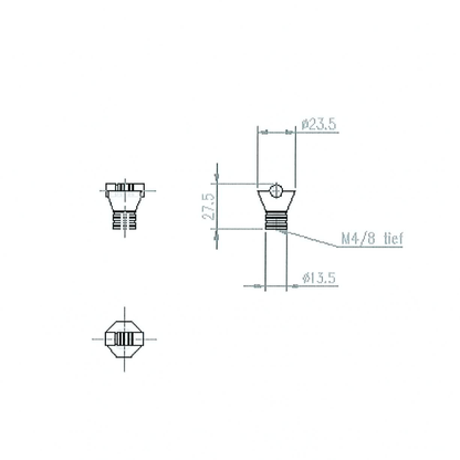Technische Zeichnung Design-Möbelknopf Tavio
