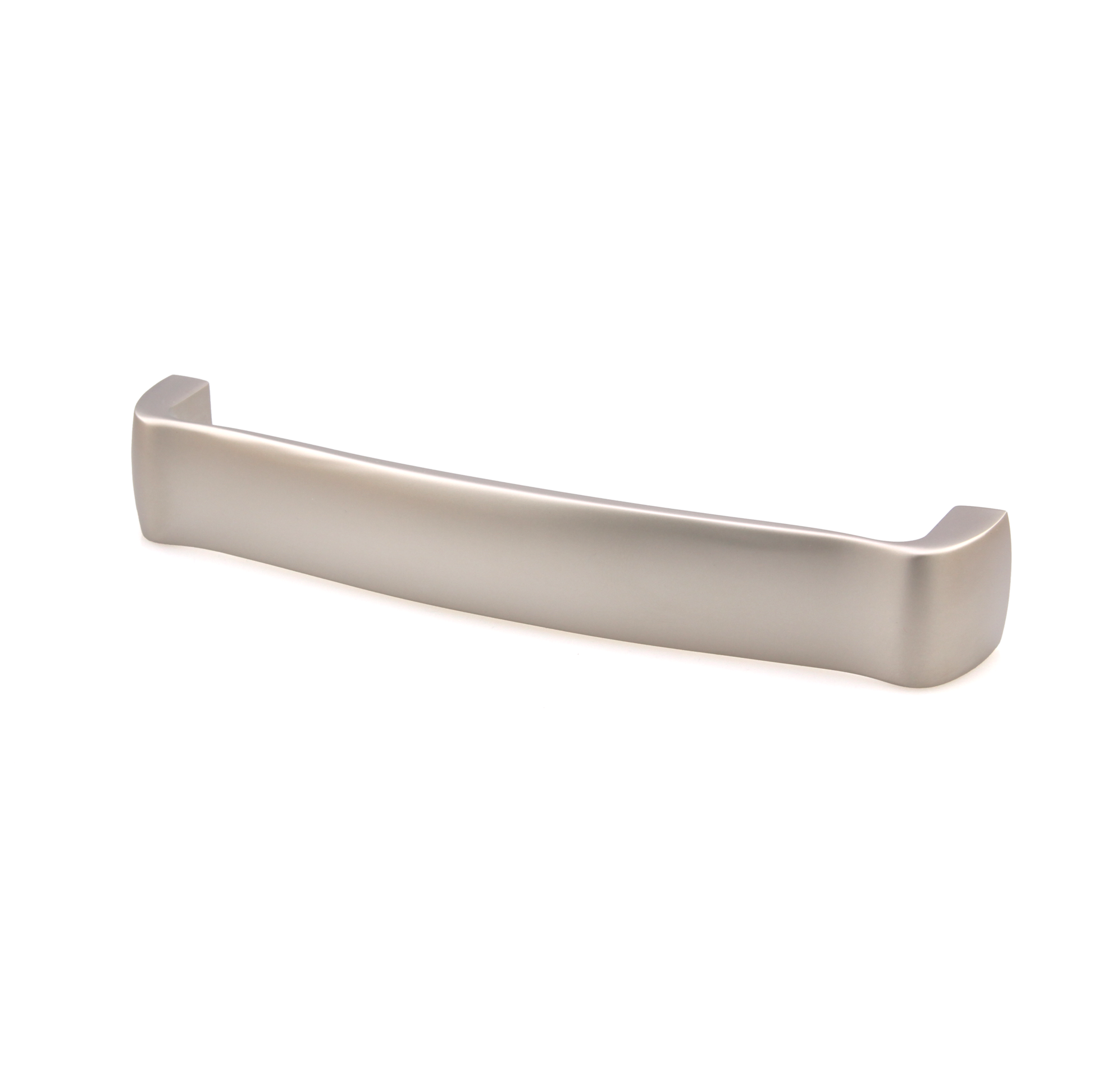 Bogengriff Valena 160 mm in Nickel matt liegend seitlich auf weißem Hintergrund