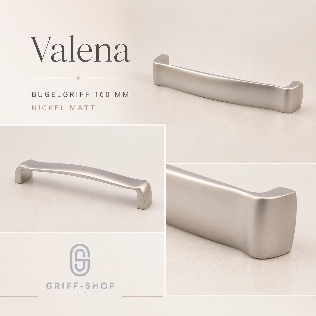 Bogengriff Valena 160 mm in Nickel matt Mood Bild