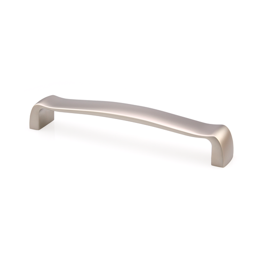 Bogengriff Valena 160 mm in Nickel matt seitlich auf weißem Hintergrund