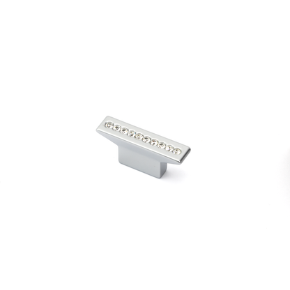 Kristall Moebelknopf Zehra Chrom matt 16 mm mit Kristallreihe