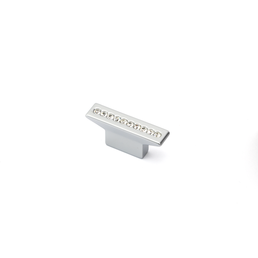 Kristall Moebelknopf Zehra Chrom matt 16 mm mit Kristallreihe